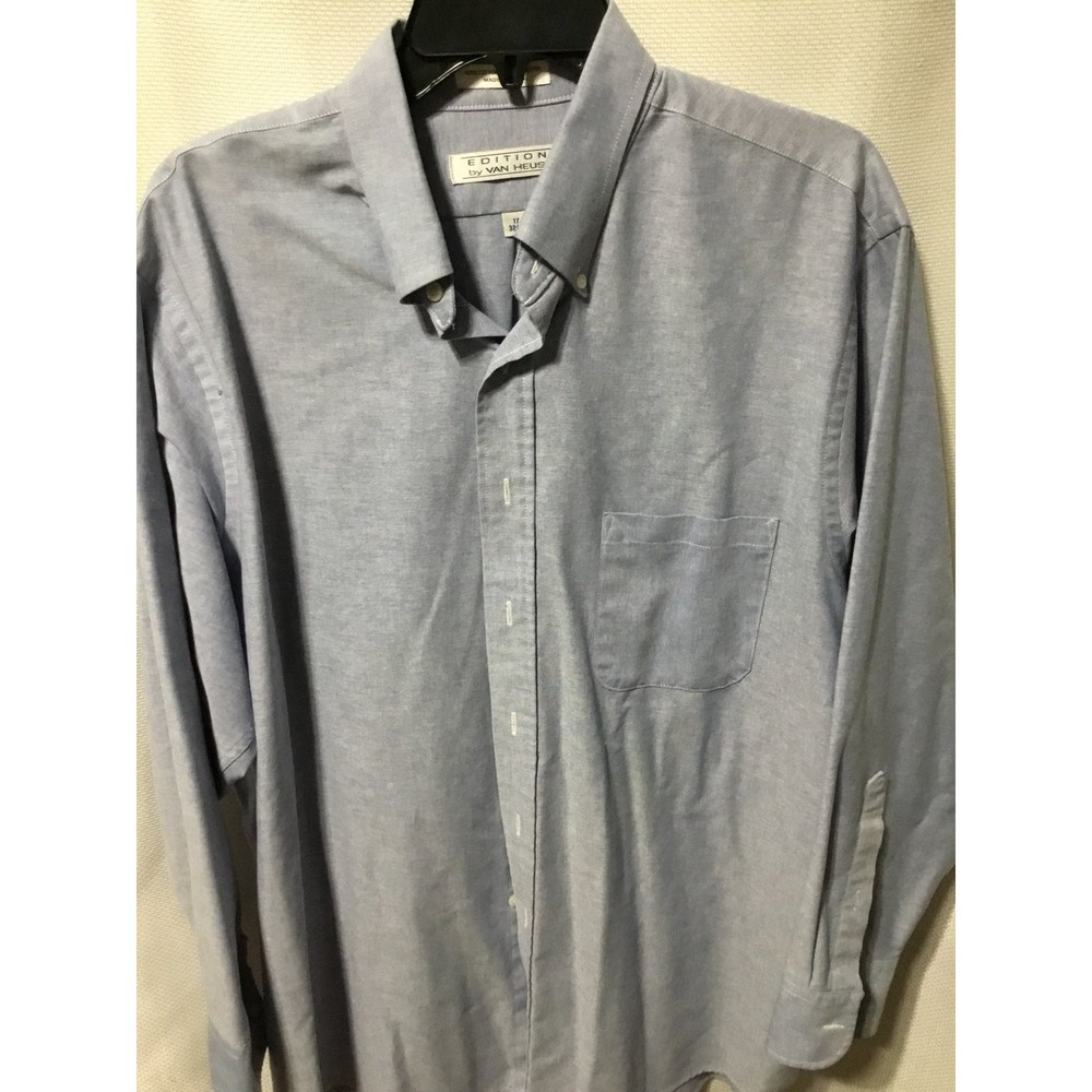 Editions by Van Heusen Chambray Blue Button Up Shirt 17 32/33 EUC